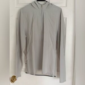 Men's Lululemon Light Gray 1/2 Zip Hooded Running Jacket (L)